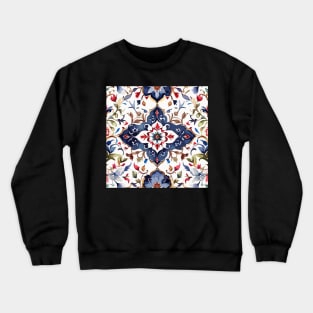 Ottoman Pattern on White Crewneck Sweatshirt